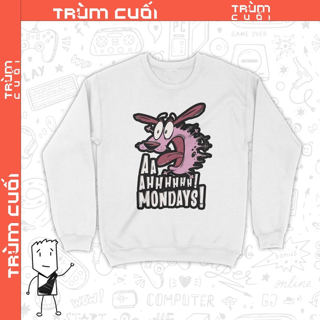  Áo Sweater Coward Dog, Trùm cuối Cartoon Cine, Unisex Cotton 100% 2 màu nam nữ 0210 