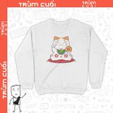  12 Áo Sweater Mèo Thần Tài Ngồi Chơi, Trùm Cuối 2023, Nỉ Bông 100% 2 màu nam nữ 0198 13 