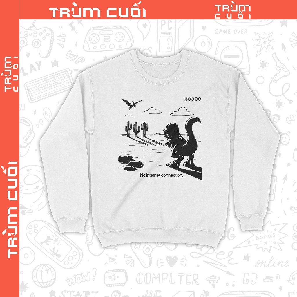  Áo Sweater Chrome Dino - Khủng Long Việt Dã, Trùm Cuối Game, Nỉ Bông 100% Unisex nam nữ 0423 