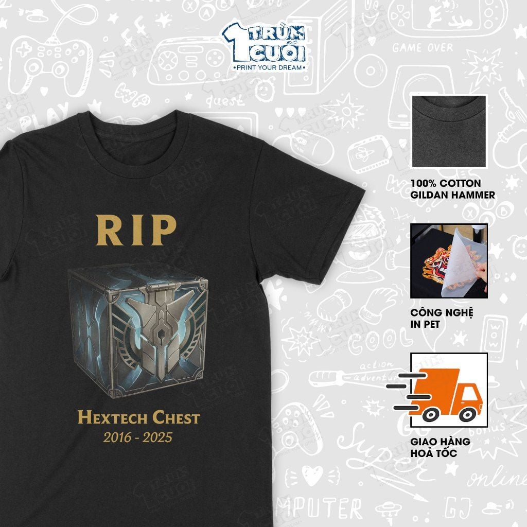  Áo thun Bye bye Rương Hextech, Trùm Cuối Meme Game Liên Minh, Cotton 100% Unisex 2 màu nam nữ 0458 