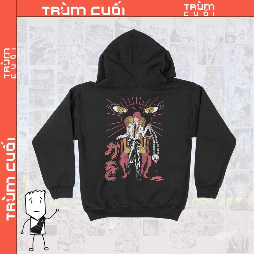  ÁoHoodie Makima - Chainsaw Man, Trùm Cuối Anime, Unisex Nỉ Bông 100% 2 màu nam nữ 