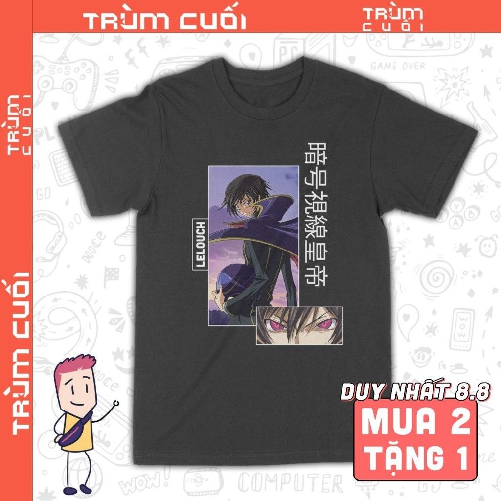  Áo thun Lelouch - Code Geasss, Trùm Cuối Anime, Unisex Cotton 100% 6 màu nam nữ 0333 