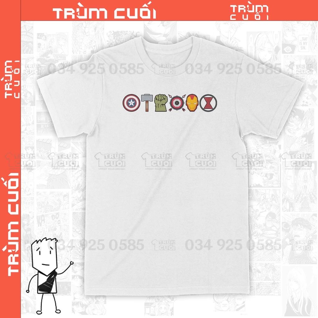  Áo thun Avengers Icons Unisex Trùm Cuối Marvel Cine, Cotton 100% 2 màu nam nữ 0103 