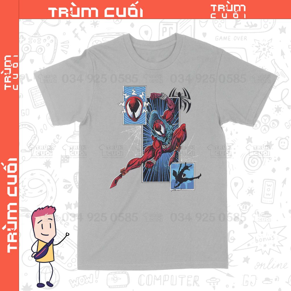  Áo thun Scarlet Spider - Across The Spider-Verse, Trùm Cuối Marvel Cine, Unisex Cotton 100% 2 màu nam nữ 0287 