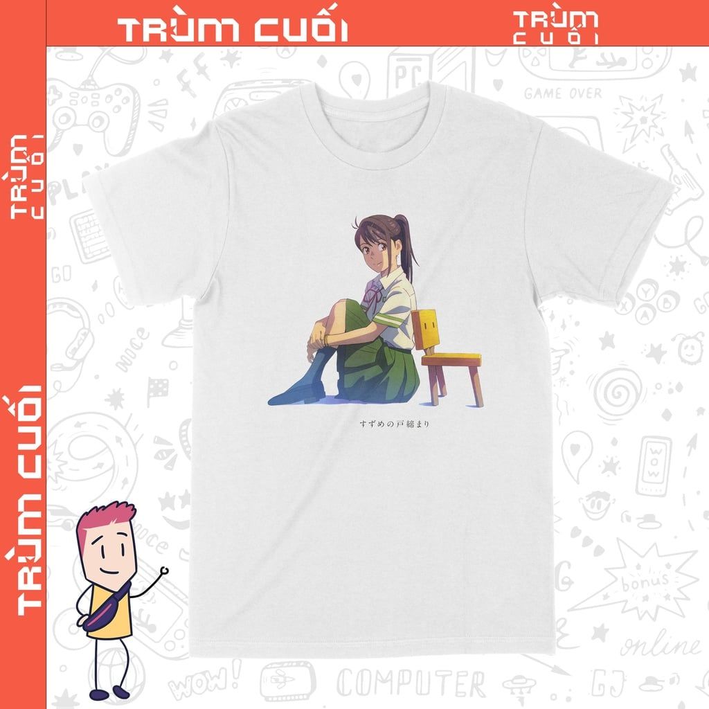  Áo thun Suzume Iwato - Khóa chặt cửa nào Suzume, Trùm cuối Anime Cine, Unisex Cotton 100% 2 màu nam nữ 0245 
