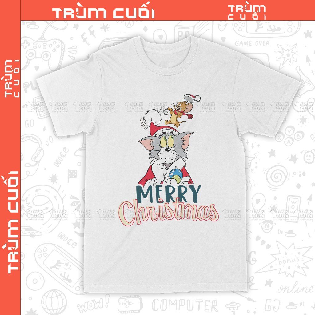  Áo thun Giáng Sinh của Tâm và Gia Huy, Trùm Cuối Cartoon Christmas Festival, Unisex Cotton 100% 2 màu nam nữ 0377 