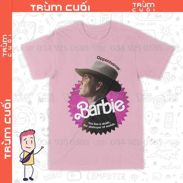  Áo thun Barbie x Oppenheimer: Chàng Ken Tử Thần Ver HƯỜNG, Trùm Cuối Movie Meme, Unisex Cotton 100% 2 màu nam nữ 0292 