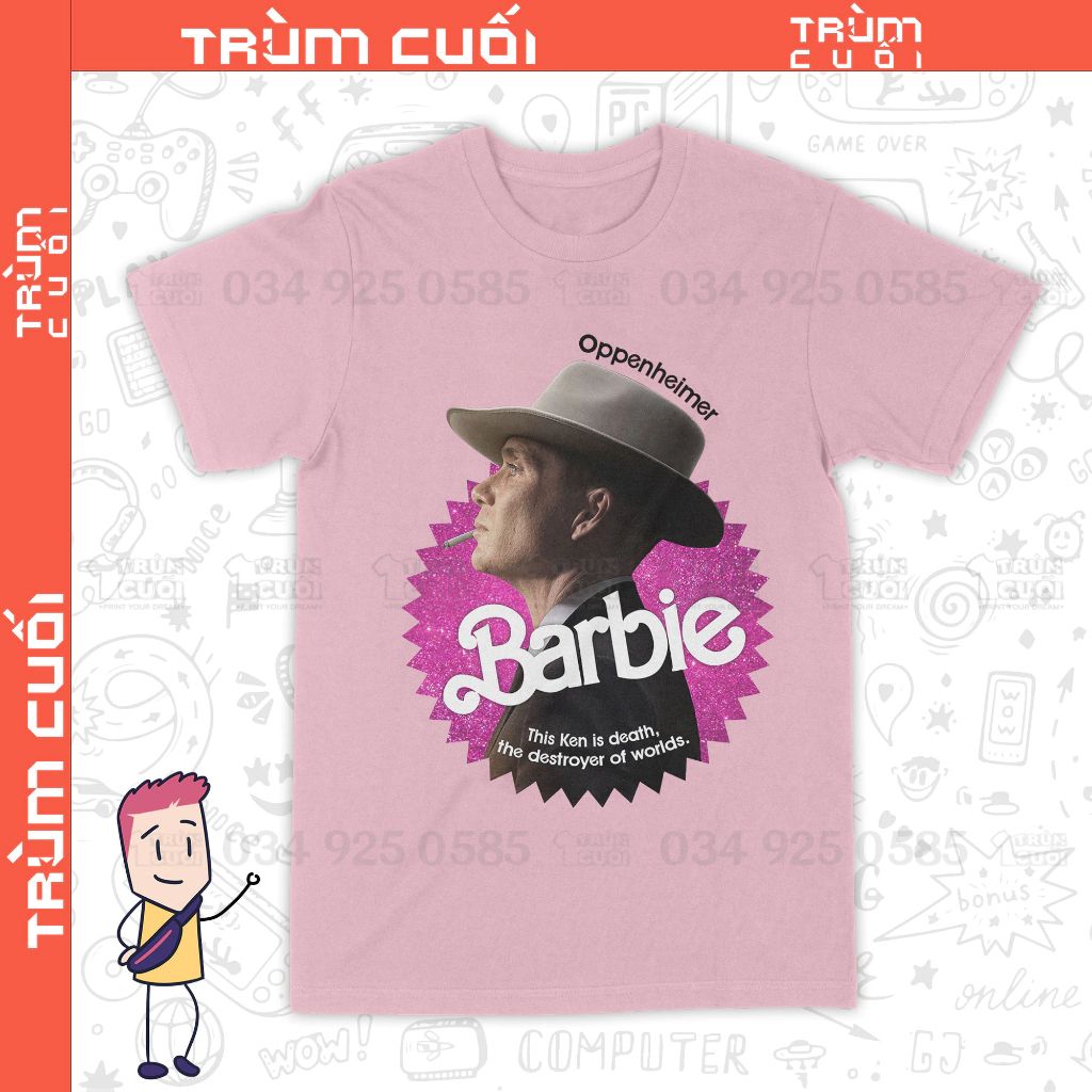  Áo thun Barbie x Oppenheimer: Chàng Ken Tử Thần Ver HƯỜNG, Trùm Cuối Movie Meme, Unisex Cotton 100% 2 màu nam nữ 0292 