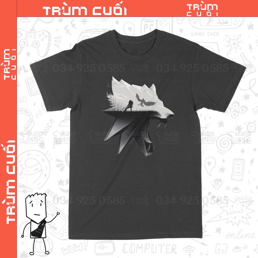  Áo thun The Witcher, Trùm Cuối Game, Cotton 100% 2 màu nam nữ 0220 