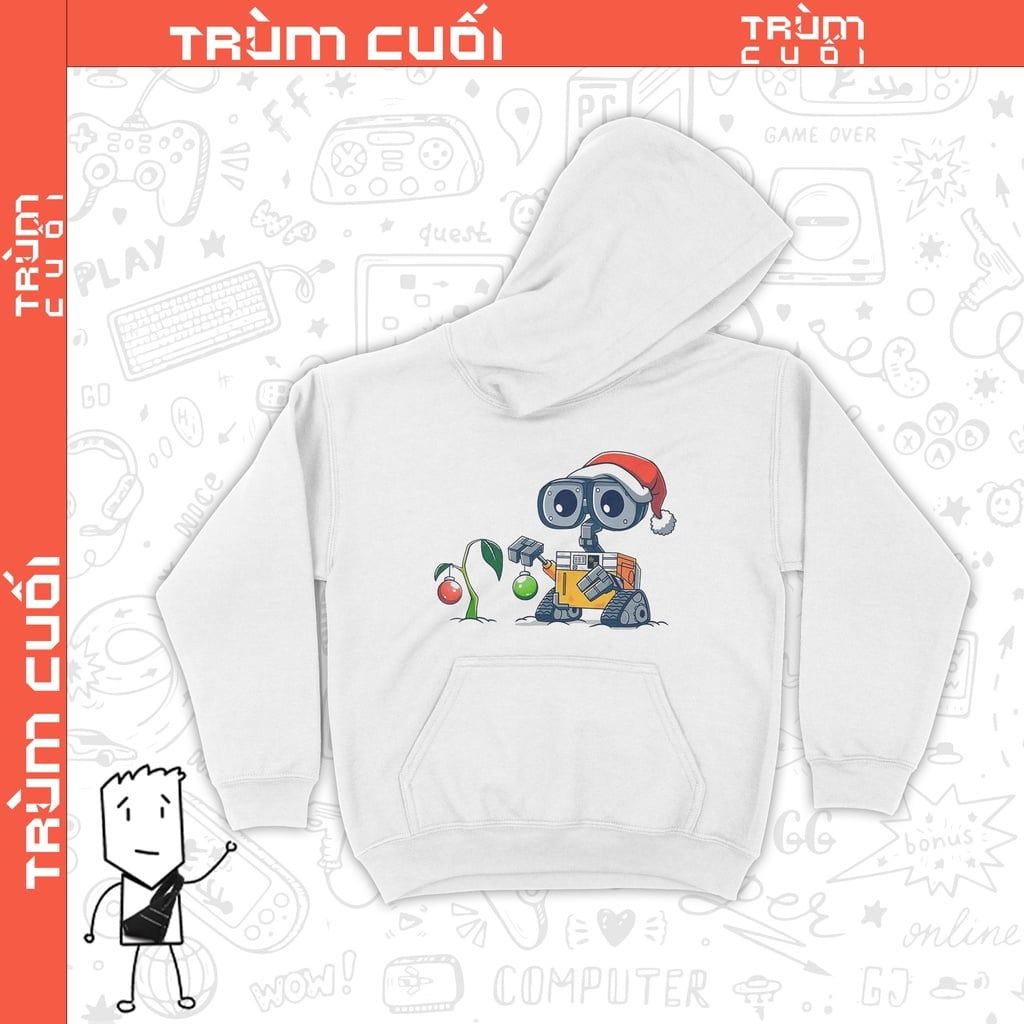  Áo Hoodie Wall-E Giáng Sinh, Trùm Cuối Christmas Cine, Cotton 100% 2 màu nam nữ 0181 