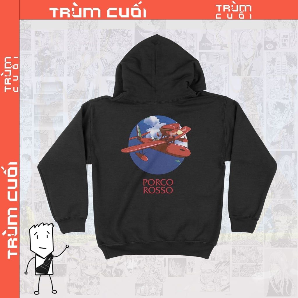  Áo Hoodie Poco Rosso - Ghibli  Unisex Trùm Cuối Anime Cine Movie, Nỉ Bông 100% 2 màu nam nữ 0117 