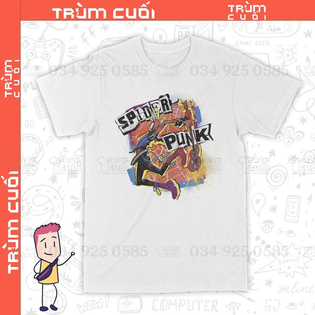  Áo thun Spider-Punk - Across The Spider-Verse, Trùm Cuối Marvel Cine, Unisex Cotton 100% 2 màu nam nữ 0288 