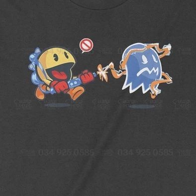  Áo thun Pacman Ghost Buster Unisex Trùm Cuối Game, Cotton 100% 2 màu nam nữ 0069 