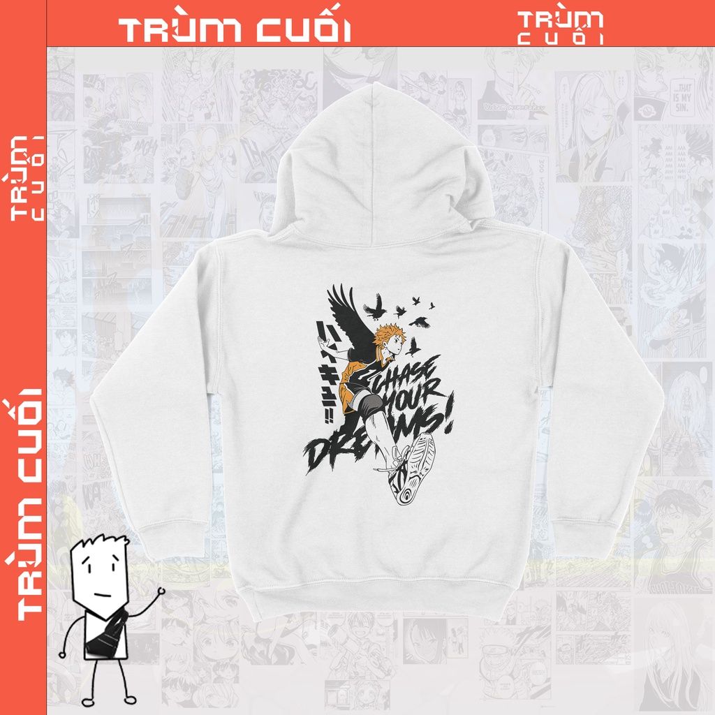  Áo Hoodie Hinata Shoyo – Chàng khổng lồ tí hon!, Trùm Cuối Anime, Unisex Nỉ Bông 100% 2 màu nam nữ 