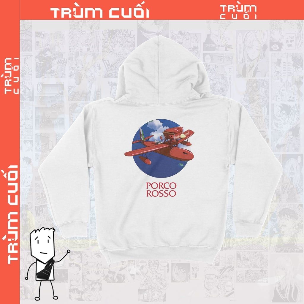  Áo Hoodie Poco Rosso - Ghibli  Unisex Trùm Cuối Anime Cine Movie, Nỉ Bông 100% 2 màu nam nữ 0117 