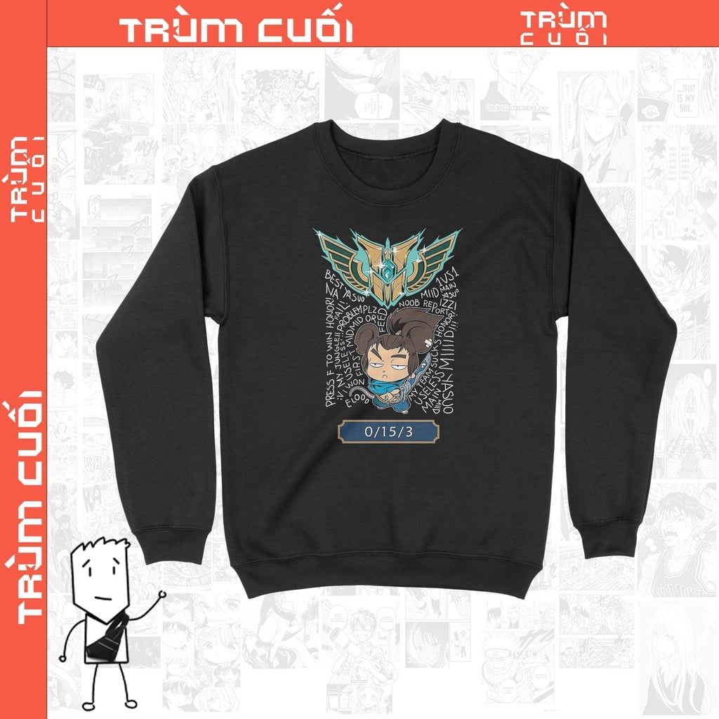  Áo Sweater Yasuo - Đạo Của Lãng Xẹt, Trùm Cuối Game, Unisex Nỉ Bông 100% 2 màu nam nữ 0096 