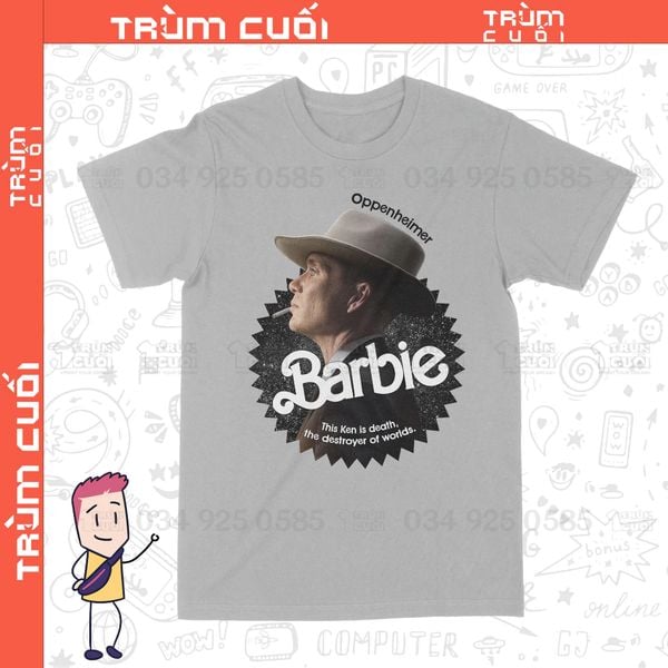  Áo thun Barbie x Oppenheimer: Chàng Ken Tử Thần Ver. ĐEN DARK, Trùm Cuối Movie Meme, Unisex Cotton 100% 0292 