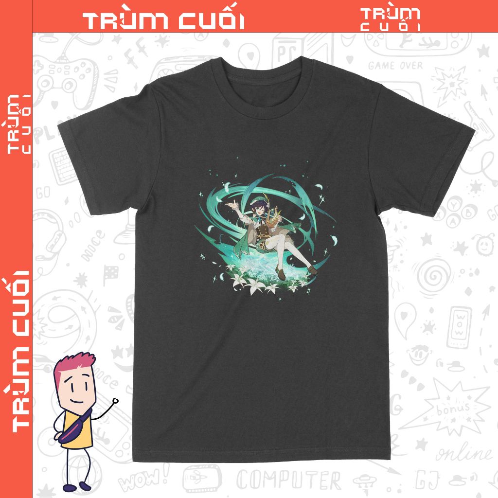  Áo thun Venti - Ước Nguyện , Trùm Cuối Game Genshin, Unisex Cotton 100% 2 màu nam nữ 0247 
