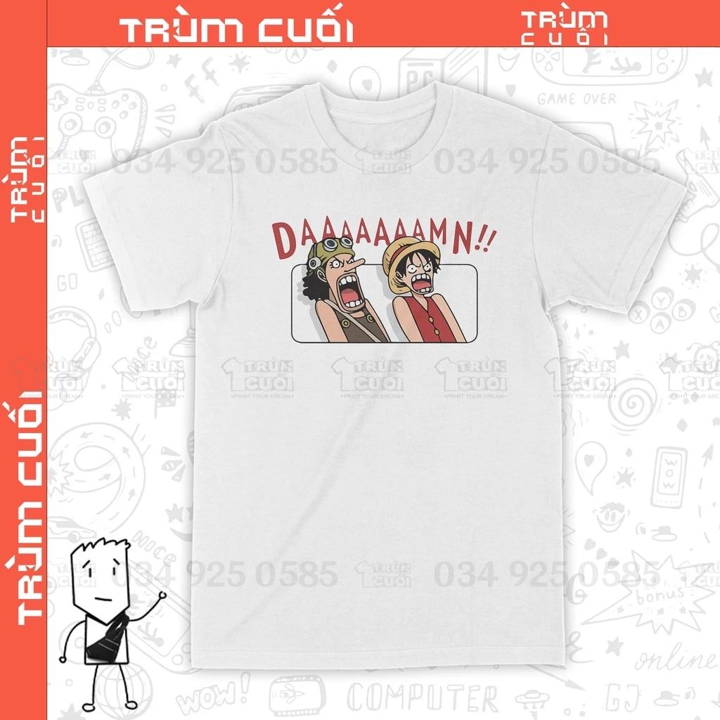  Áo thun Damn! One Piece, Trùm Cuối Anime Cine, Cotton 100% 2 màu nam nữ 0153 