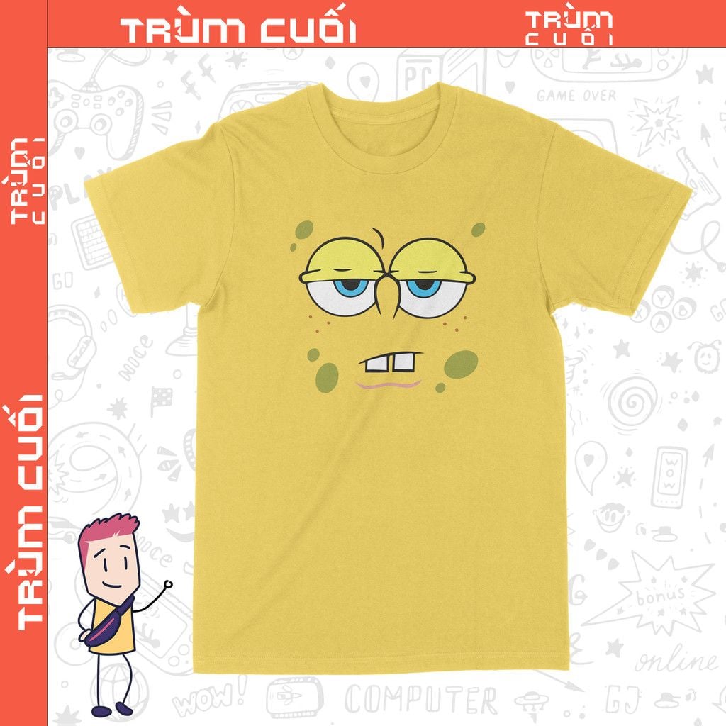  Áo thun Bọt Biển Quần Vuông, Trùm Cuối Cartoon Cine, Unisex Cotton 100% 2 màu nam nữ 0272 