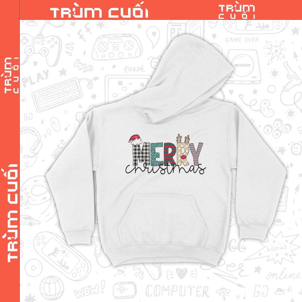 Áo Hoodie Merry Christmas, Trùm Cuối Christmas Festival, Nỉ Bông 100% Unisex nam nữ 0379 