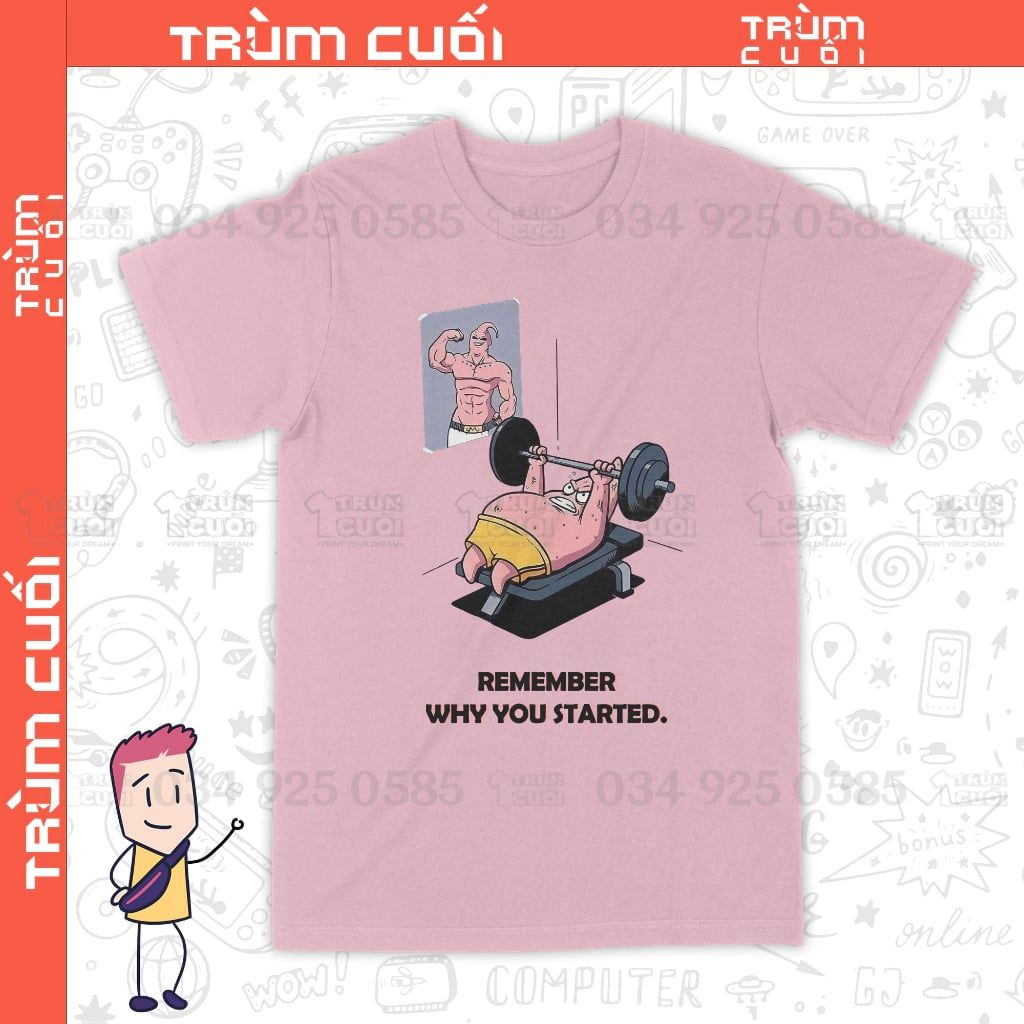  Áo thun Patrick Star Nỗ Lực, Trùm Cuối Cartoon, Unisex Cotton 100% 2 màu nam nữ 0316 