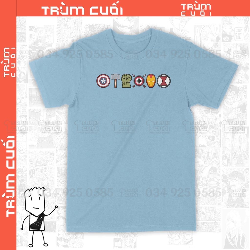  Áo thun Avengers Icons Unisex Trùm Cuối Marvel Cine, Cotton 100% 2 màu nam nữ 0103 