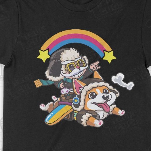  Áo thun Corki Phi Công Corgi, Trùm Cuối Game Liên Minh, Unisex Cotton 100% 2 màu nam nữ 0433 