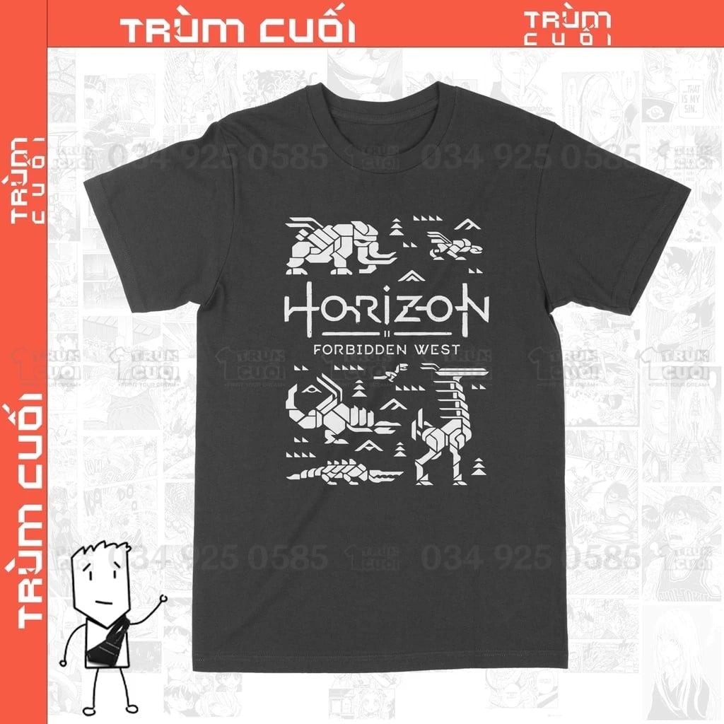  Áo thun Horizon Forbidden West Unisex Trùm Cuối Game, Cotton 100% 2 màu nam nữ 0139 0140 