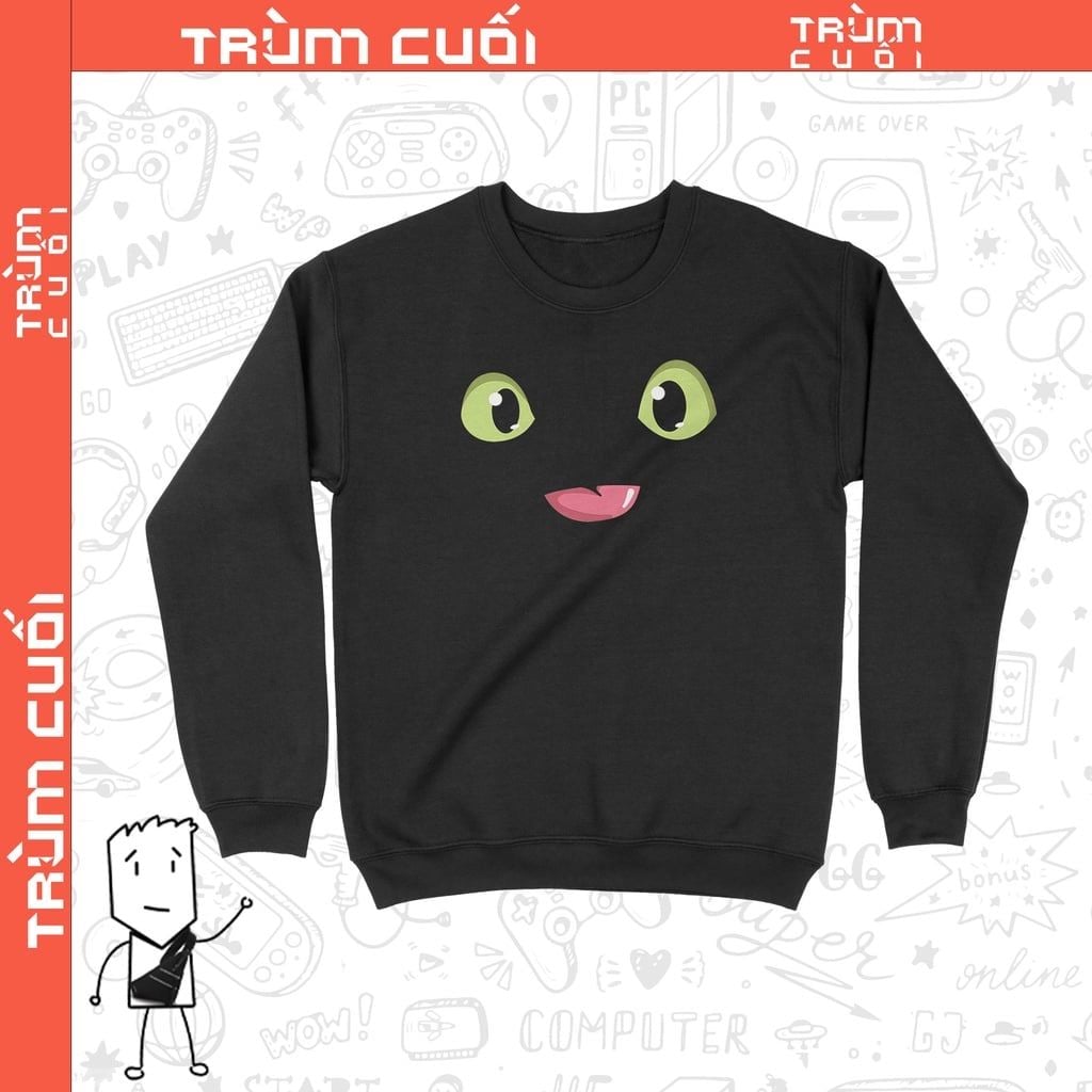  Áo Sweater Toothless - Bí Kíp Luyện Rồng, Trùm Cuối Cine, Unisex Nỉ Bông 100% 2 màu nam nữ 0185 