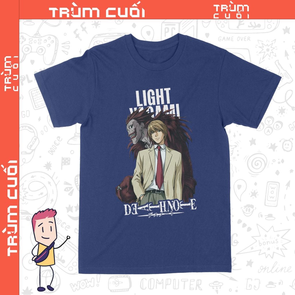  Áo thun Chết Nốt - Light Yagami, Trùm Cuối Manga Anime, Unisex Cotton 100% 2 màu nam nữ 0335 