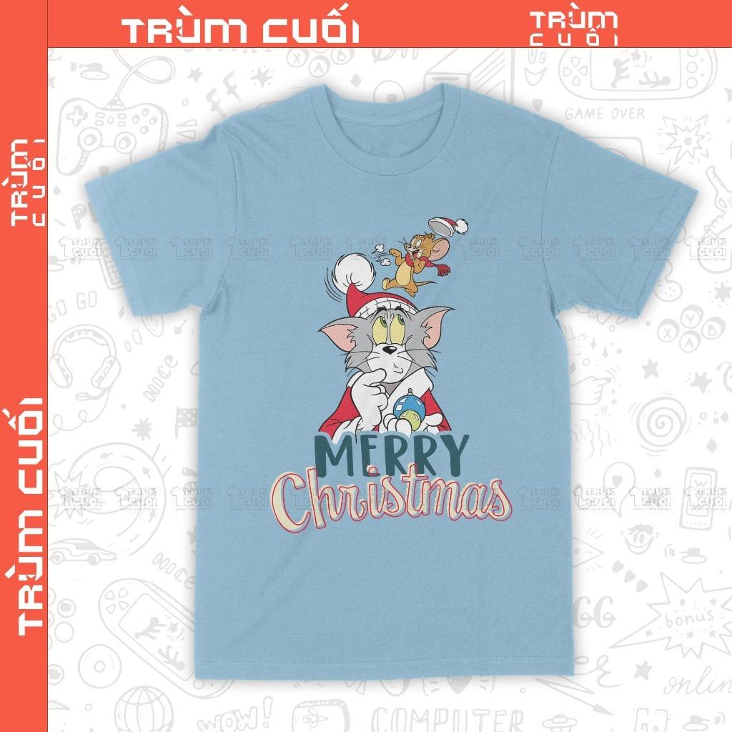  Áo thun Giáng Sinh của Tâm và Gia Huy, Trùm Cuối Cartoon Christmas Festival, Unisex Cotton 100% 2 màu nam nữ 0377 