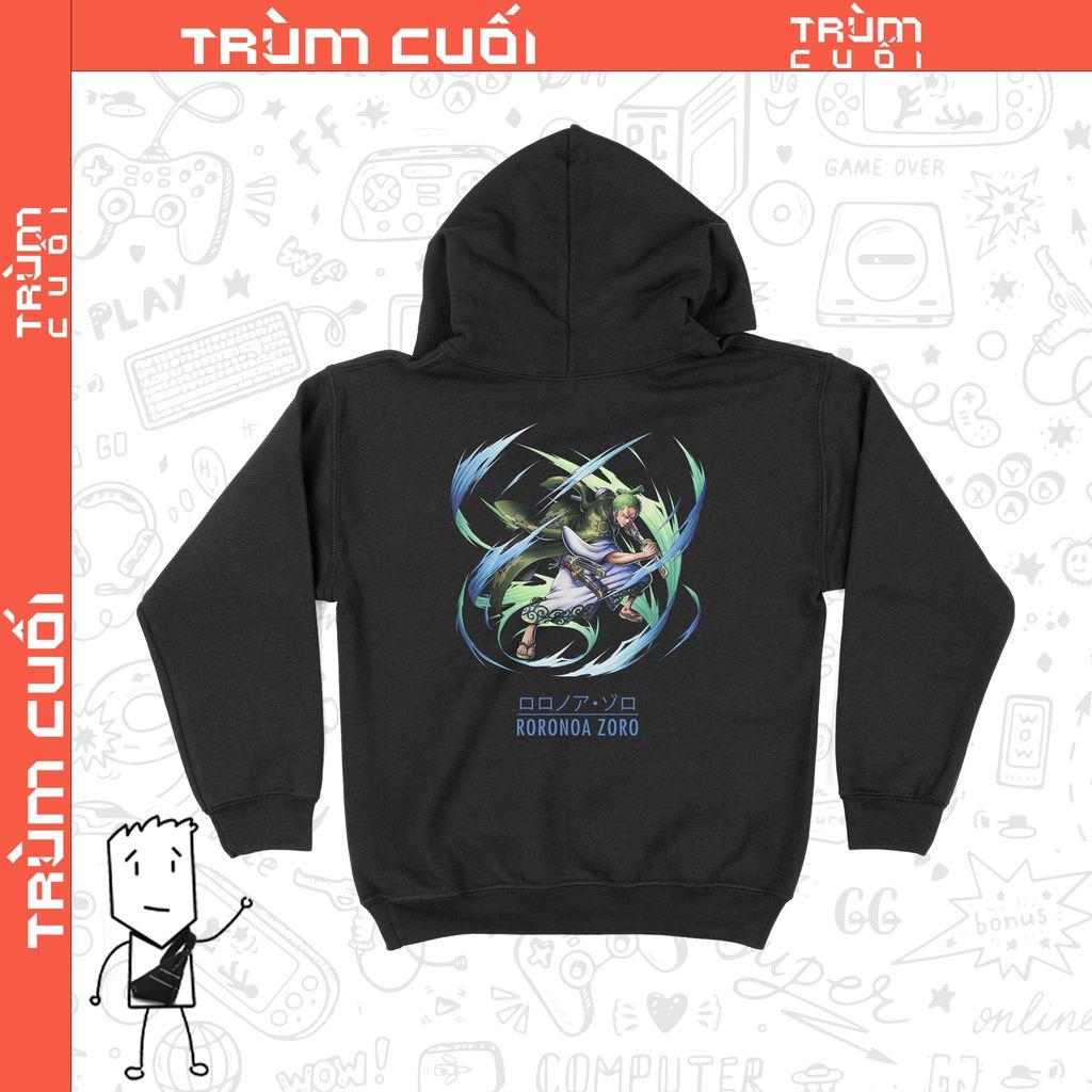  Áo Hoodie Roronoa Zoro - One Piece,  Trùm cuối Anime Cine, Nỉ Bông 100% 2 màu nam nữ 0163 