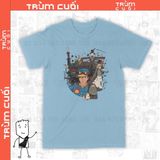  Áo thun Howl' Moving Castle -  Trùm Cuối Anime Ghibli Movie, Cotton 100% 2 màu nam nữ 0105 