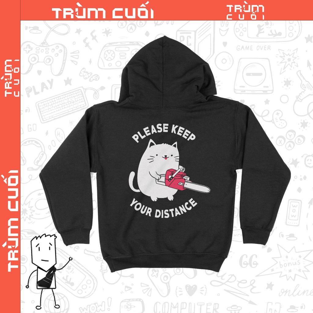 Áo Hoodie Chainsaw Cat, Trùm cuối Meme Animal, Nỉ Bông 100% 2 màu nam nữ 0235 