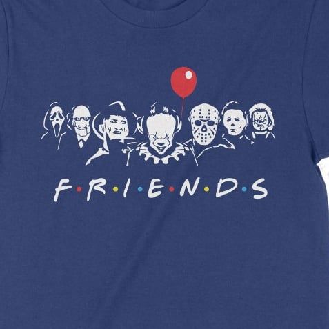  Áo thun Horror Friends, Trùm Cuối Halloween Horror, Unisex Cotton 100% 2 màu nam nữ 0355 