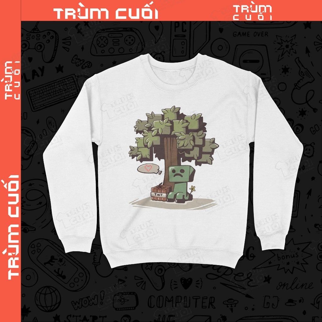  Áo Hoodie Minecraft - Baby Sad, Trùm Cuối Game, Nỉ Bông 100% Unisex nam nữ 0436 