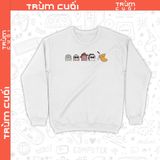  Áo sweater Halloween Pacman, Trùm cuối Halloween Horror Game, Unisex Nỉ Bông 100% 2 màu nam nữ 0353 