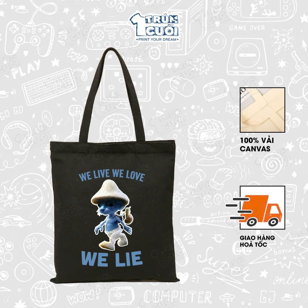  Túi Tote Meme, Trùm Cuối 2025, 100% vải Canvas 35x40 cm - Unisex Nam Nữ 2 màu đen trắng 