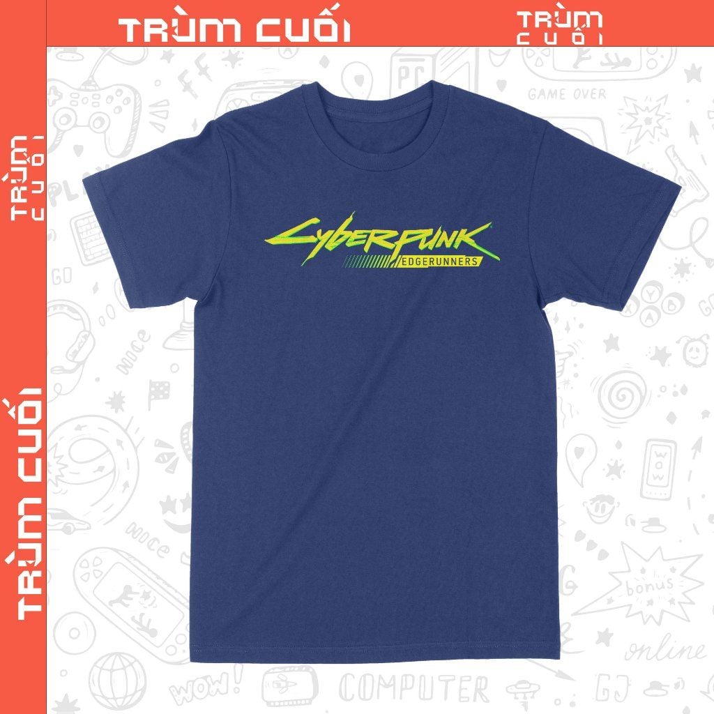  Áo thun 2 mặt Cyberpunk Edgerunner Logo, Trùm Cuối Game Anime, Cotton 100% 2 màu nam nữ 0359 