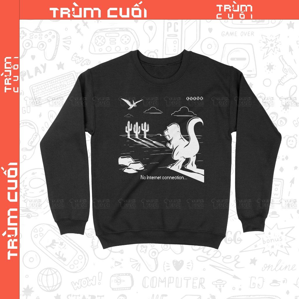  Áo Sweater Chrome Dino - Khủng Long Việt Dã, Trùm Cuối Game, Nỉ Bông 100% Unisex nam nữ 0423 