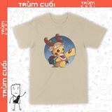  Áo thun Pikachu Tuần lộc, Trùm Cuối Christmas Cine, Cotton 100% 2 màu nam nữ 0180 