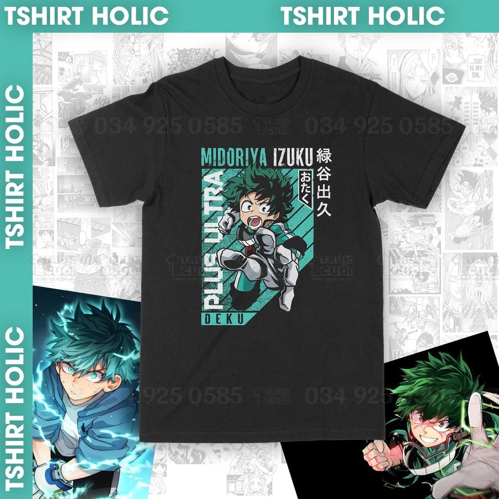  Áo thun Midoriya Izuku - Boku no Hero Academia Unisex Trùm Cuối Manga Anime, Cotton 100% 2 màu nam nữ 0045 