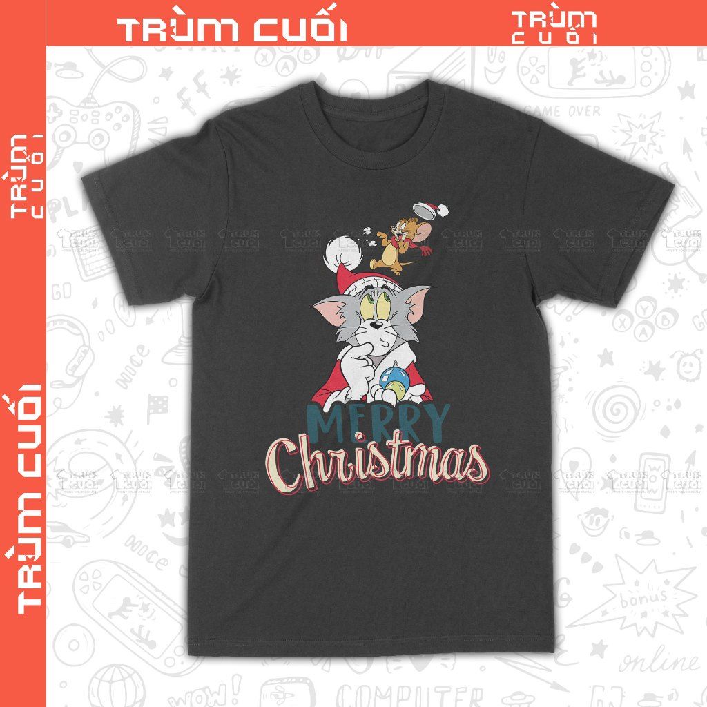  Áo thun Giáng Sinh của Tâm và Gia Huy, Trùm Cuối Cartoon Christmas Festival, Unisex Cotton 100% 2 màu nam nữ 0377 