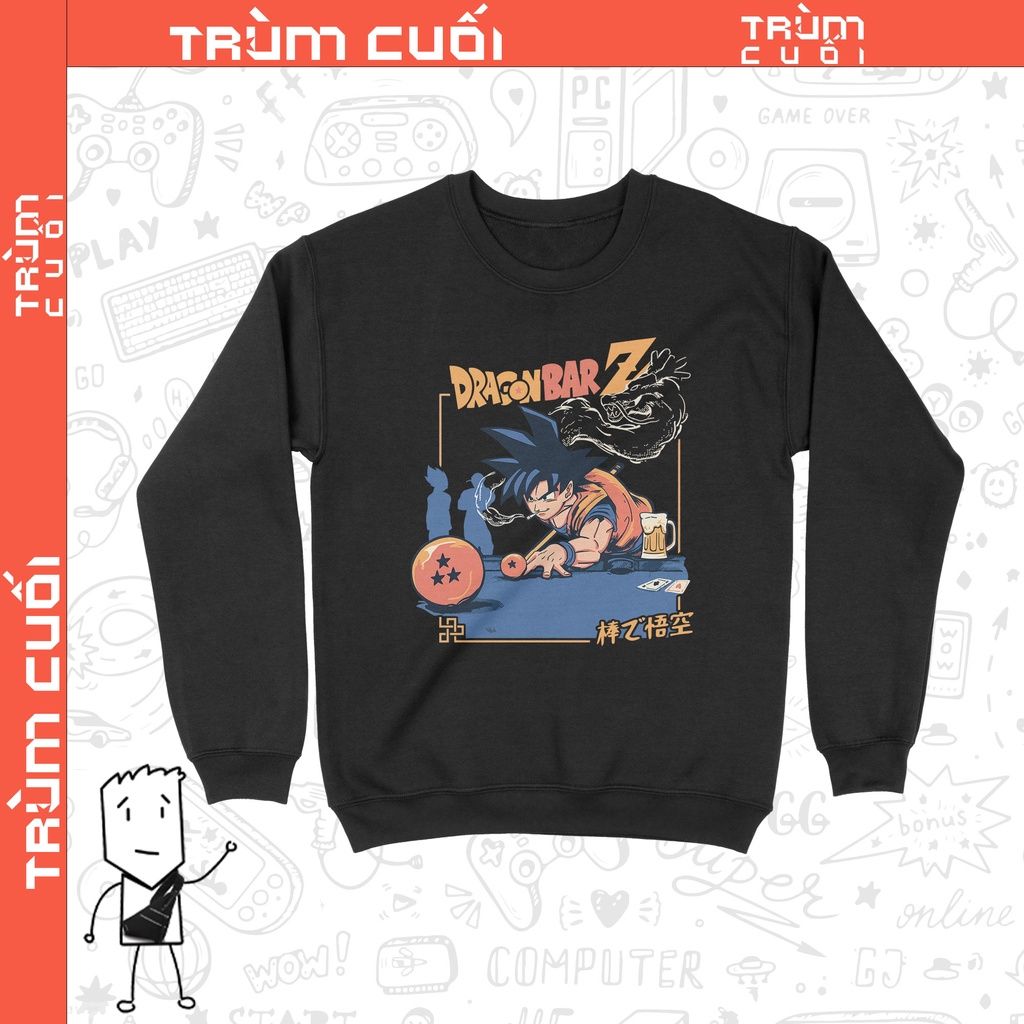  Áo Sweater Goku chơi bi-a, Trùm Cuối Anime, Unisex Nỉ Bông 100% 2 màu nam nữ 0229 