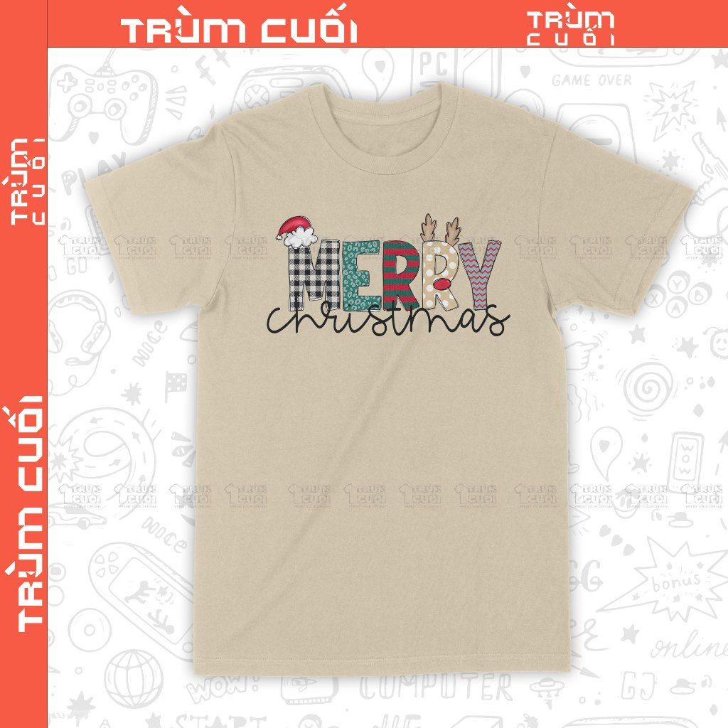  Áo thun Merry Christmas, Trùm Cuối Christmas Festival, Unisex Cotton 100% 2 màu nam nữ 0379 