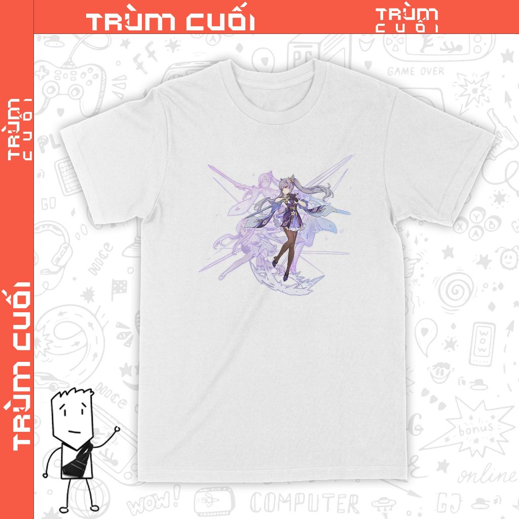  Áo thun Keqing - Ước Nguyện, Trùm Cuối Game Genshin, Unisex Cotton 100% 2 màu nam nữ 0250 