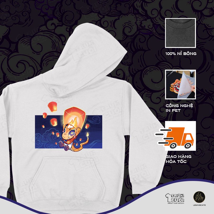  Áo hoodie Bé Na đu đèn trời, Trùm Cuối x Đăng Hoả Chi Thần - Tết 2025, Nỉ Bông 100% Unisex nam nữ 