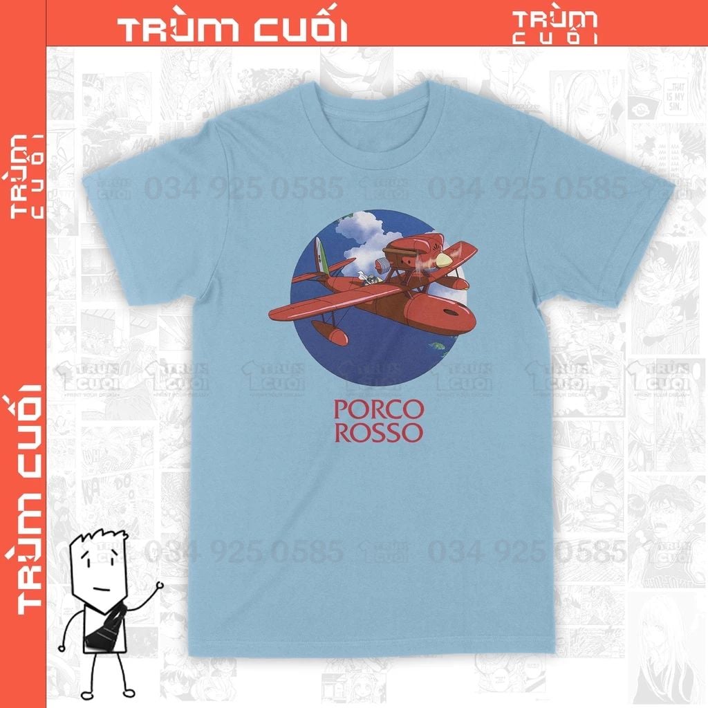  Áo thun Poco Rosso - Ghibli  Unisex Trùm Cuối Anime Cine Movie, Cotton 100% 2 màu nam nữ 0117 