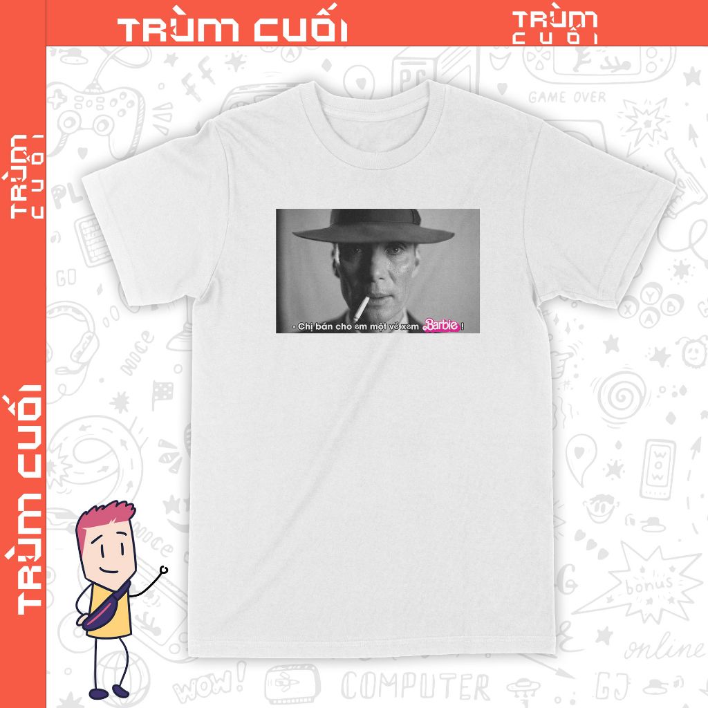  Áo thun Mua Vé Barbie x Oppenheimer, Trùm Cuối Movie Meme, Unisex Cotton 100% 2 màu nam nữ 0291 